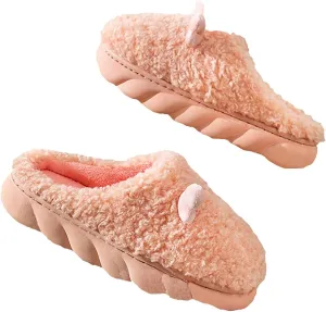 HANDKEI Women's Slippers Cute Rabbit Winter Anti slip Home Slippers Warm Plush Non slip Indoor and Outdoor Shoes