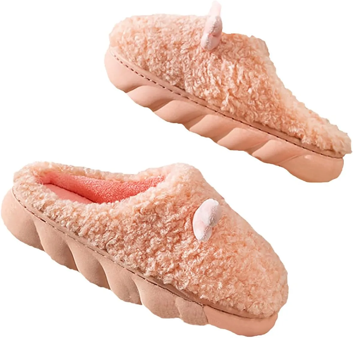 HANDKEI Women's Slippers Cute Rabbit Winter Anti slip Home Slippers Warm Plush Non slip Indoor and Outdoor Shoes
