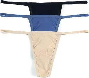hanky panky - BreatheSoft G String Thong for Women | Cotton Lingerie, Smooth Seamless Underwear | One Size | 3 multi pack
