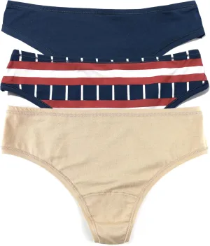 hanky panky - PlayStretch Natural Rise Thongs for Women | Stretch Cotton Underwear, Everyday Lingerie | Size (XS-XL) | 3 pack