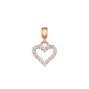 Heart Contour White Crystal Charm Rose Gold