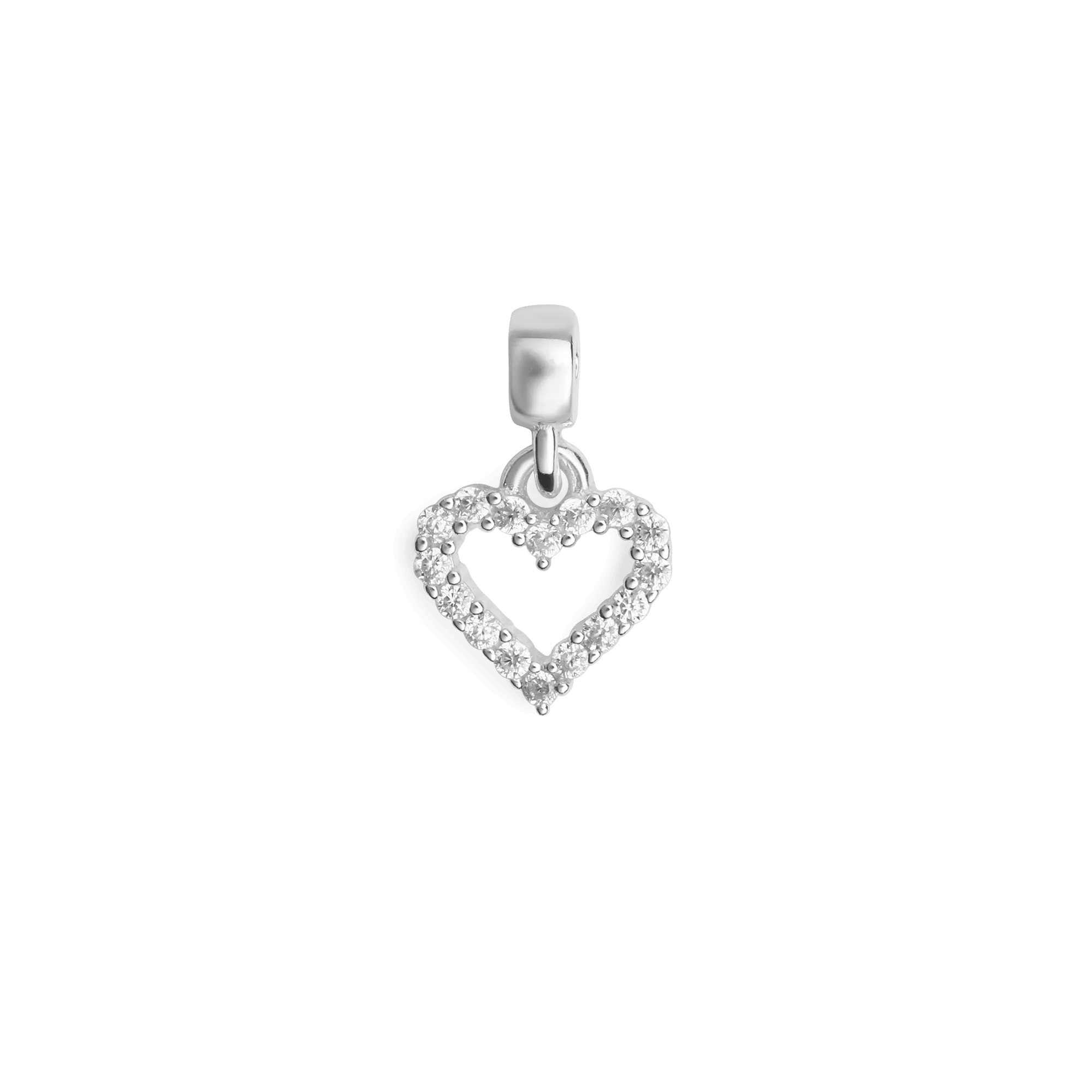 Heart Contour White Crystal Charm