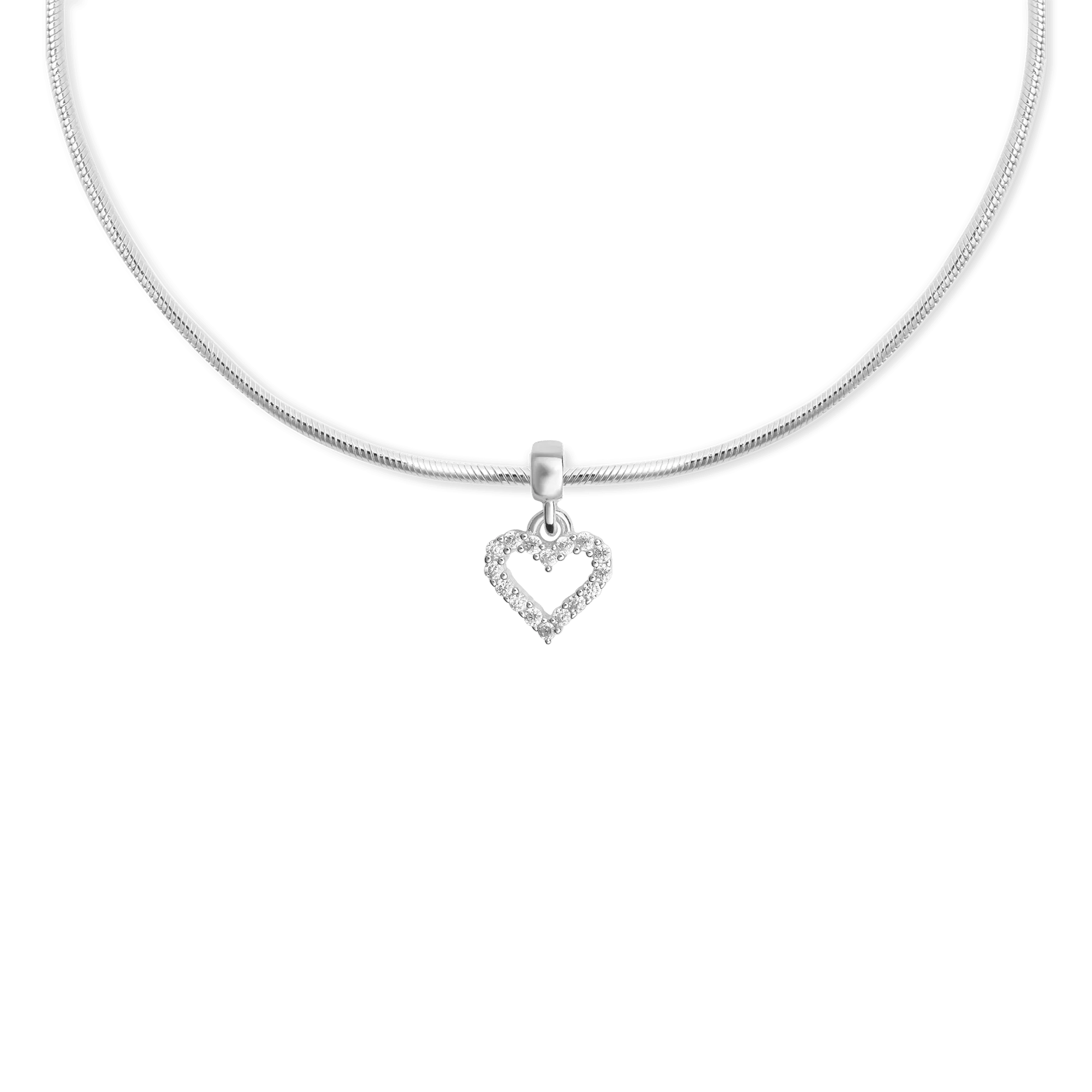 Heart Contour White Crystal Charm