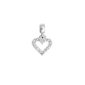 Heart Contour White Crystal Charm
