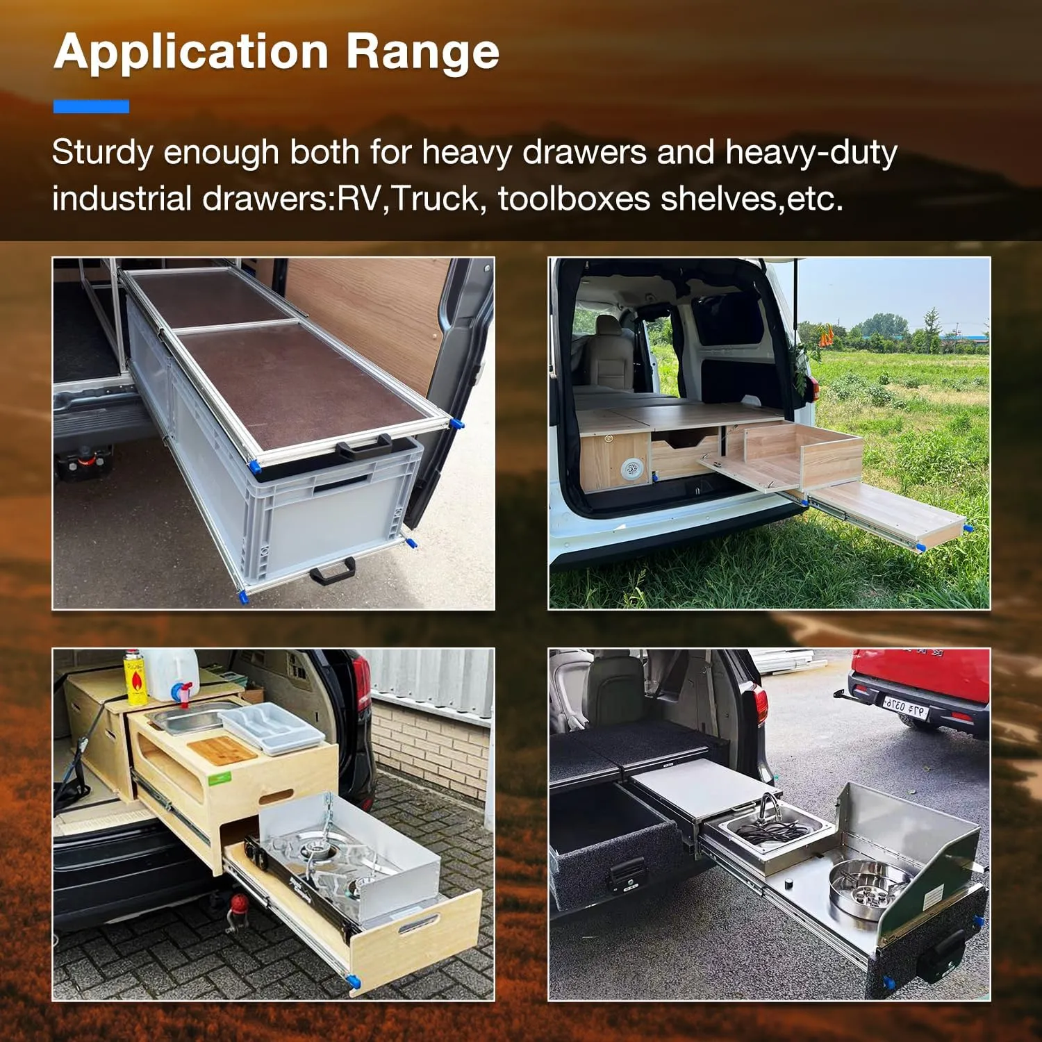 Heavy Duty Drawer Slides Full Extension Locking Runners with Lock 16 18 20 22 24 26 28 30 32 34 36 38 40 Inch Side Mount Ball Bearing Rails 500 Lb (Load:250 lb (with Lock) -W:53mm, 22 inch)
