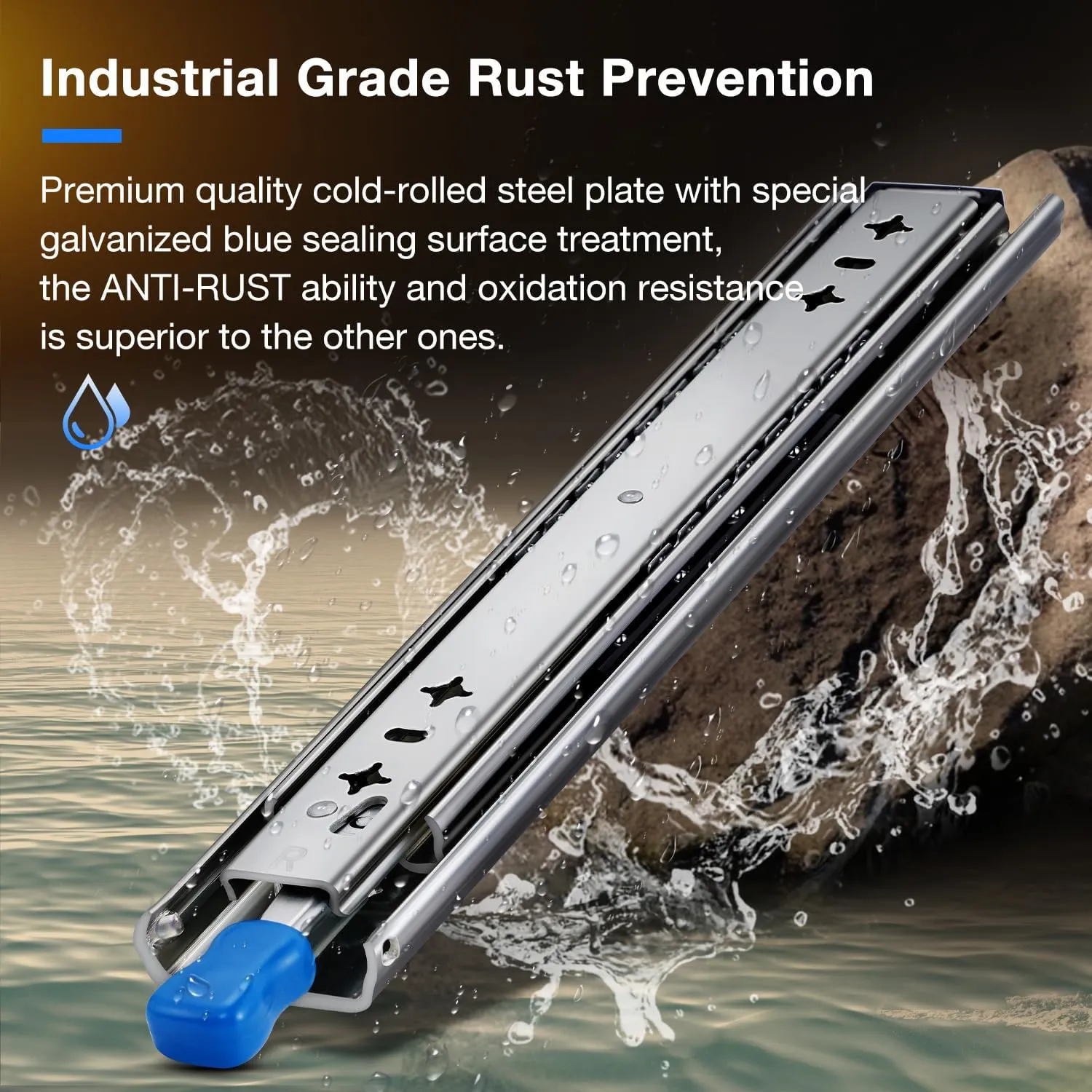 Heavy Duty Drawer Slides Full Extension Locking Runners with Lock 16 18 20 22 24 26 28 30 32 34 36 38 40 Inch Side Mount Ball Bearing Rails 500 Lb (Load:250 lb (with Lock) -W:53mm, 22 inch)