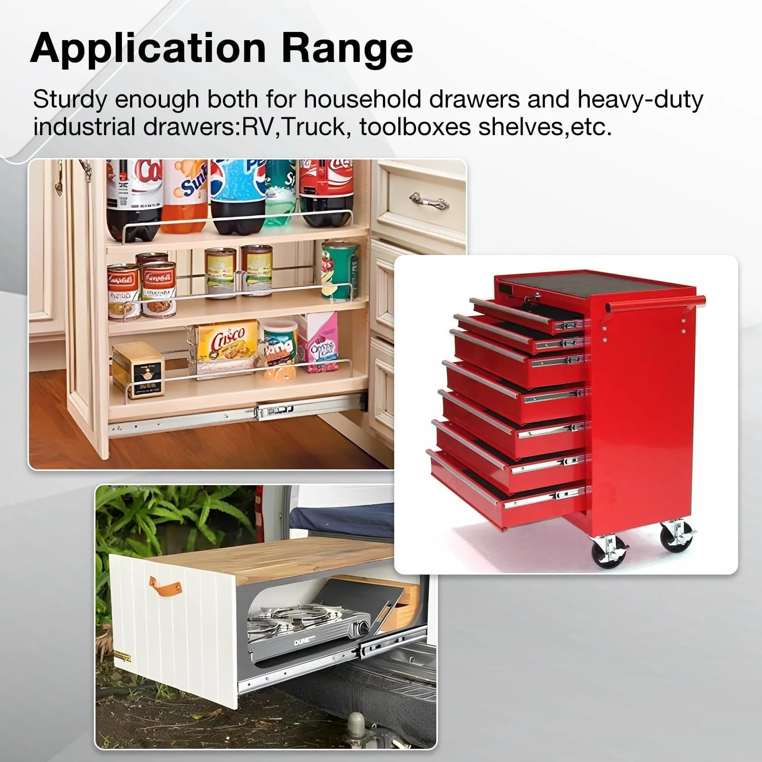 Heavy Duty Locking Drawer Slides Full Extension Runners with Lock 12 14 16 18 20 22 24 26 28 30 32 34 36 38 40 Inch Side Mount Ball Bearing Rails Track Glides 150 Lbs (Without Lock, 12 inch)