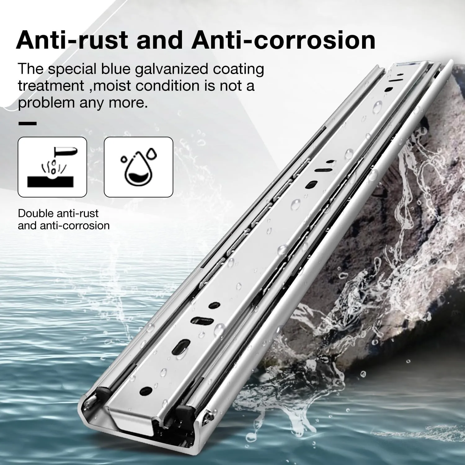Heavy Duty Locking Drawer Slides Full Extension Runners with Lock 12 14 16 18 20 22 24 26 28 30 32 34 36 38 40 Inch Side Mount Ball Bearing Rails Track Glides 150 Lbs (Without Lock, 16 inch)