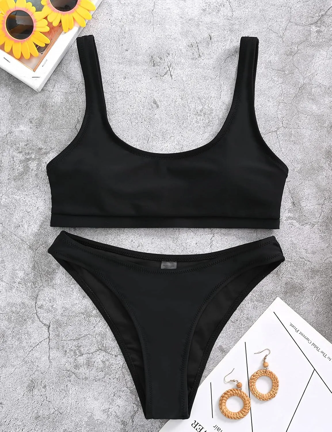 High Cut Bikini Sets for Women Two Piece Swimsuit Crop Top Brazilian Thong Bathing Suit