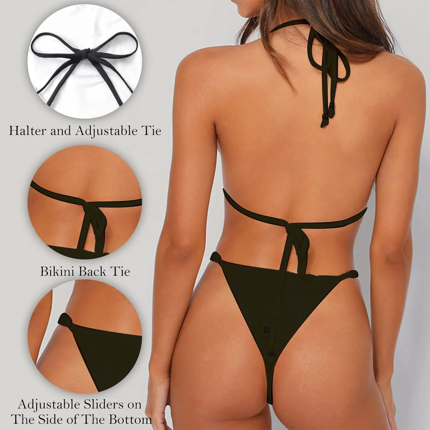 High Waisted Bikini Push Up Bandage Tummy Control Swimwear High Waisted Leg Two Pieces Swimsuit Sets for Women Juniors