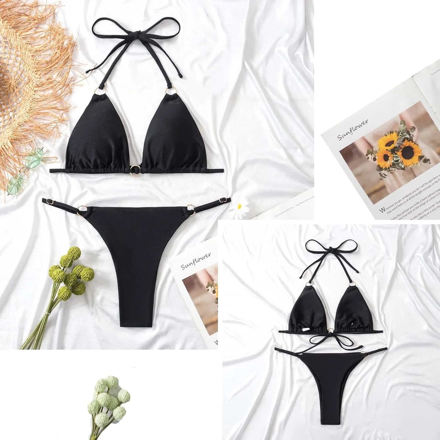 High Waisted Bikini Push Up Bandage Tummy Control Swimwear High Waisted Leg Two Pieces Swimsuit Sets for Women Juniors