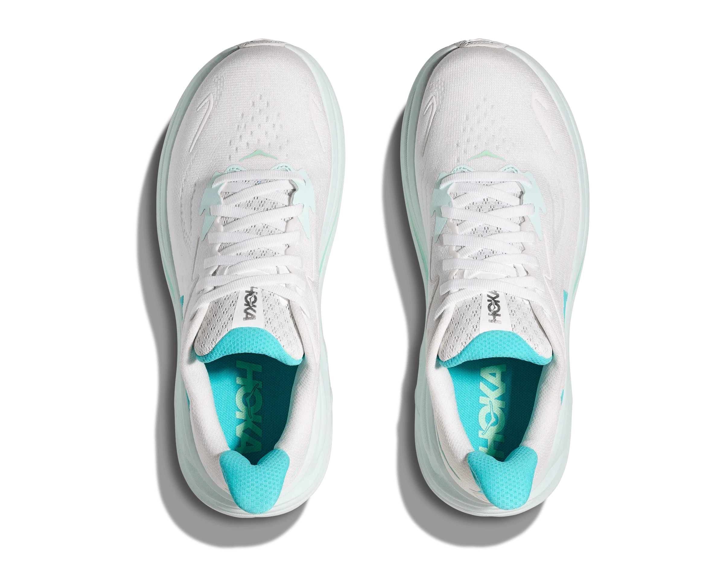 HOKA Women Clifton 10 Wide - White / Cielo Blue