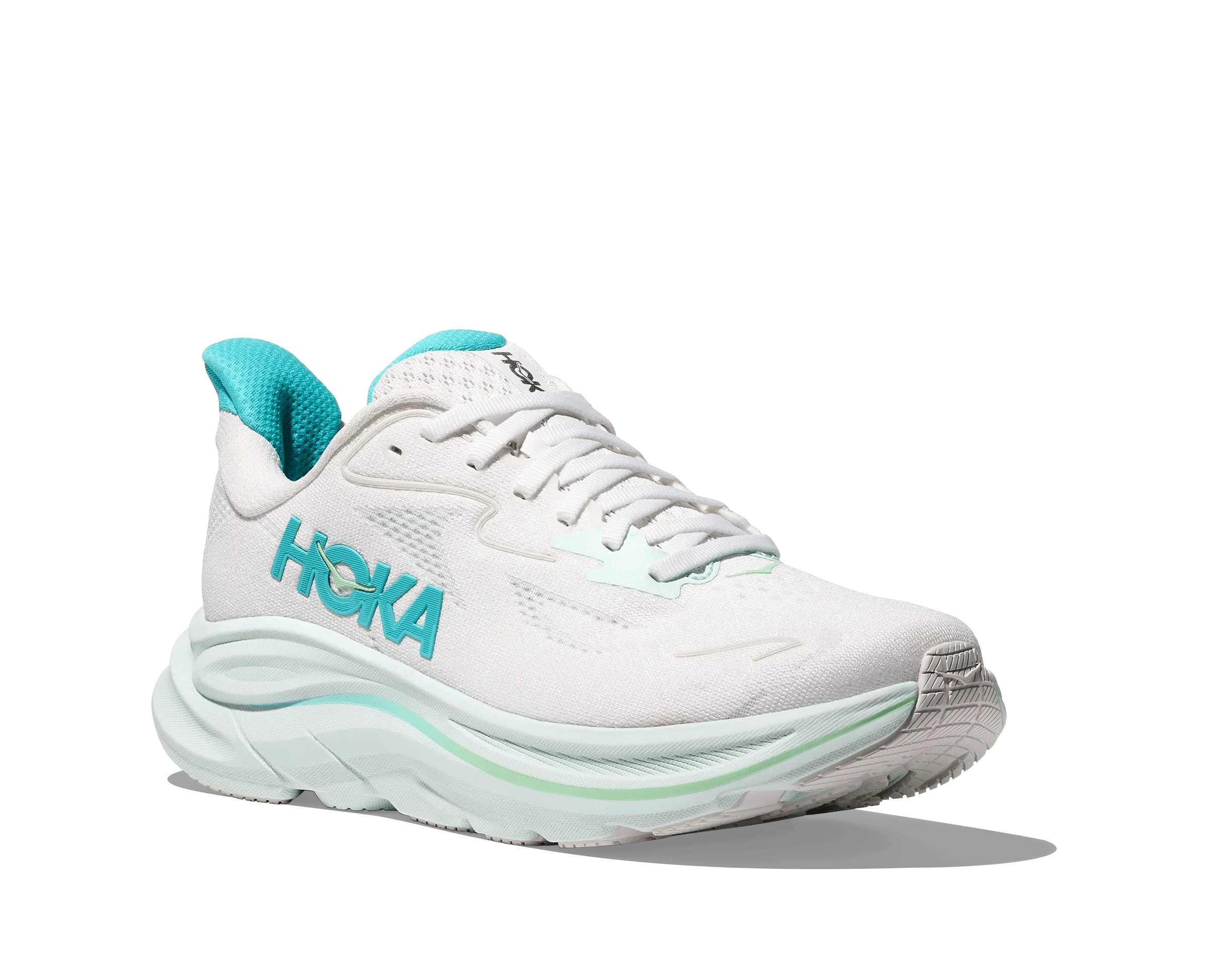 HOKA Women Clifton 10 Wide - White / Cielo Blue