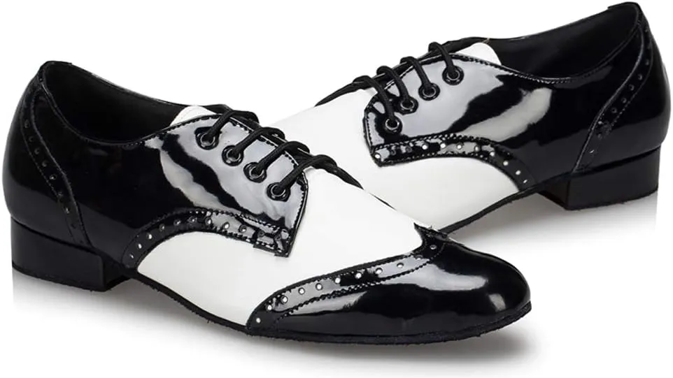 Honeystore Men's Lace-up Dance Shoes Splice PU Leather Modern Tango Jazz Ballroom Latin