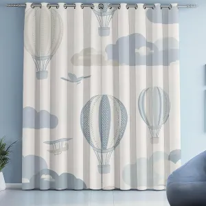 Hot Air Balloon Curtains Blackout, 2 Panels Set, Adventure Cloud Biplane Drapes Grommet, Thermal Insulated, Cartoon Airplane Curtain 52x84 Inch for Bedroom, Living Room
