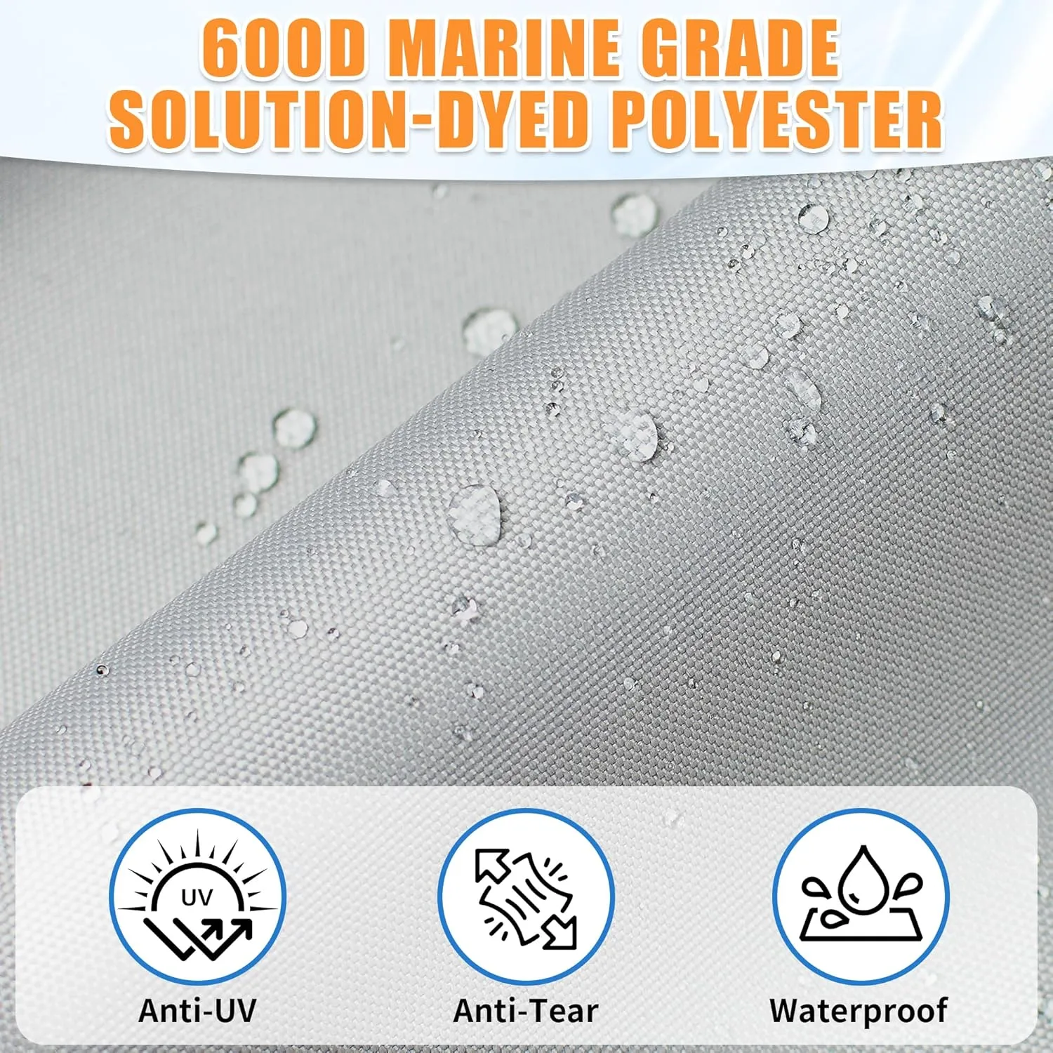 iCOVER T-Top Boat Cover, 600D Heavy Duty Marine Grade Waterproof Tear Resistant Boat Cover for Center Console Boat with T TOP Roof, Fits 22'-24' Long Beam Width up to 116", Grey