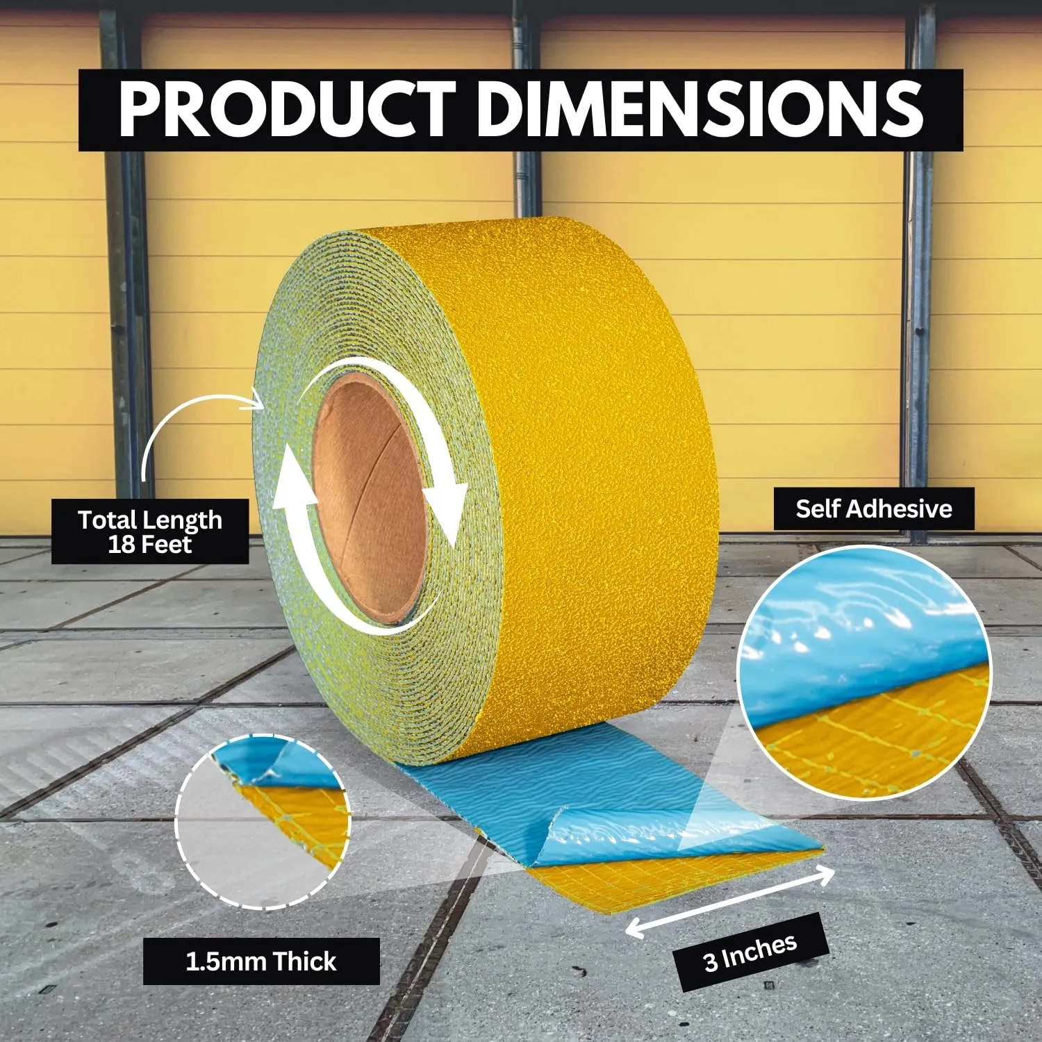 ifloortape DuraMark RPT-750 Yellow Reflective Pavement Marking Tape – Bast Certified Slip Resistant Premium Durability Outdoor Heavy-Duty Rubber Base (3 Inches x 18 Feet)