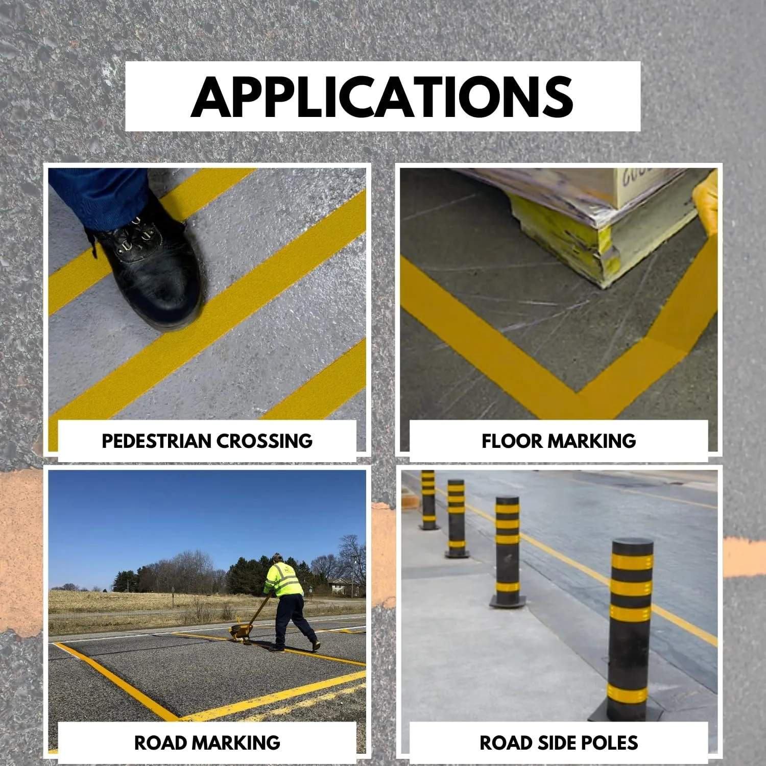 ifloortape DuraMark RPT-750 Yellow Reflective Pavement Marking Tape – Bast Certified Slip Resistant Premium Durability Outdoor Heavy-Duty Rubber Base (3 Inches x 18 Feet)