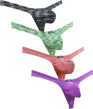 IKINGSKY Men's Colorful Big Pouch Thong Underwear Sexy Low Rise Bulge Mens T-back Under Panties