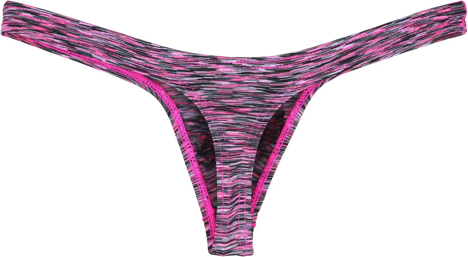 IKINGSKY Men's Colorful Big Pouch Thong Underwear Sexy Low Rise Bulge Mens T-back Under Panties