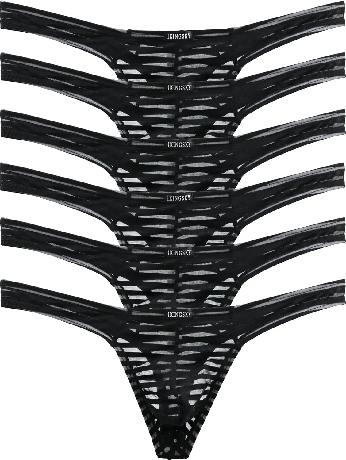 IKINGSKY Men's Sexy Transprant Thong Underwear Low Rise See Through Stretch Panties