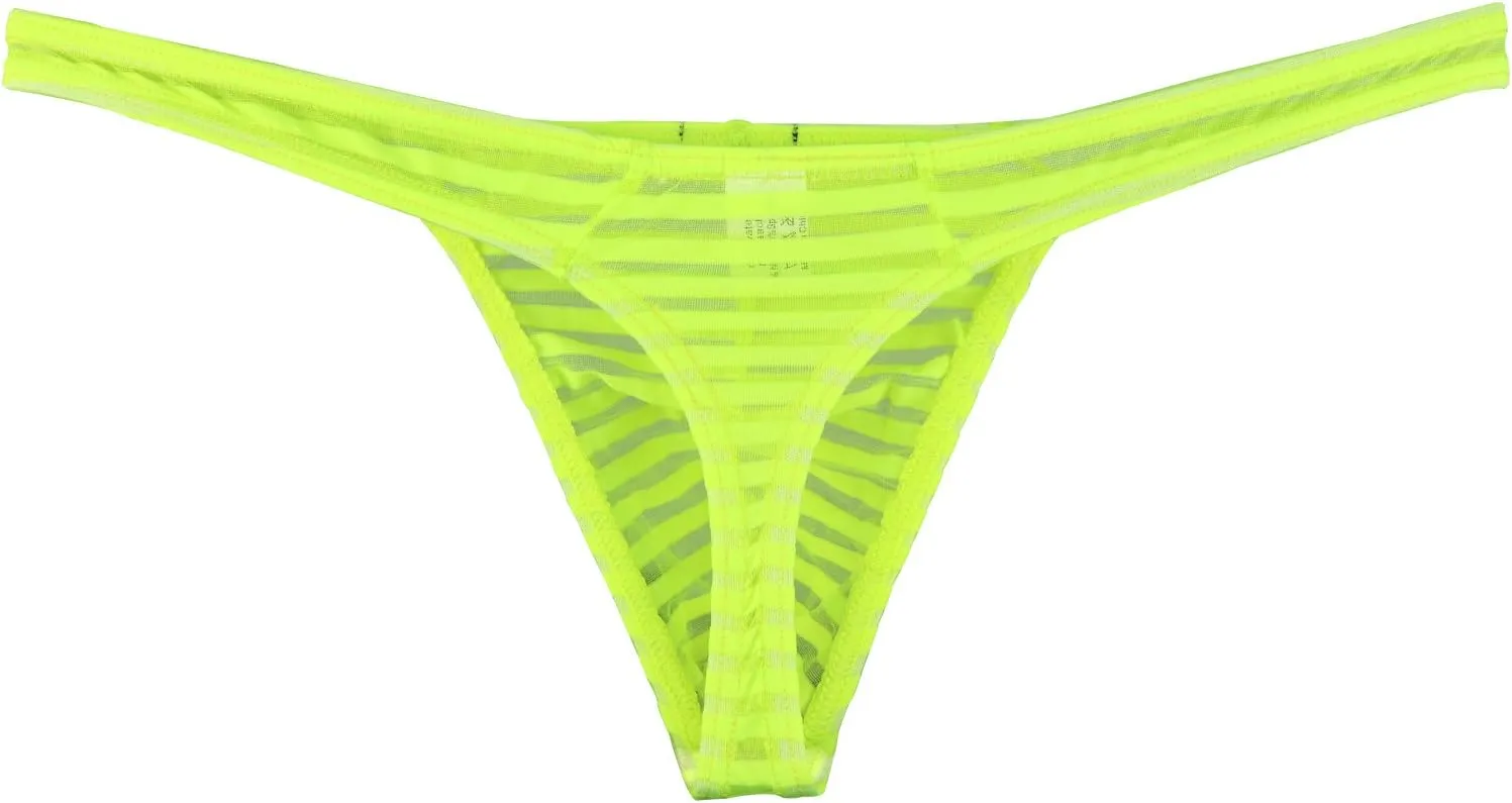 IKINGSKY Men's Sexy Transprant Thong Underwear Low Rise See Through Stretch Panties