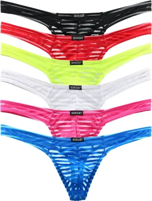 IKINGSKY Men's Sexy Transprant Thong Underwear Low Rise See Through Stretch Panties