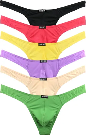 IKINGSKY Men's Silky Thong Sexy T-Back Mens Underwear Low Rise Stretch Underpanties