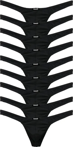 IKINGSKY Men's Silky Thong Sexy T-Back Mens Underwear Low Rise Stretch Underpanties