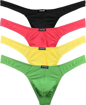 IKINGSKY Men's Silky Thong Sexy T-Back Mens Underwear Low Rise Stretch Underpanties