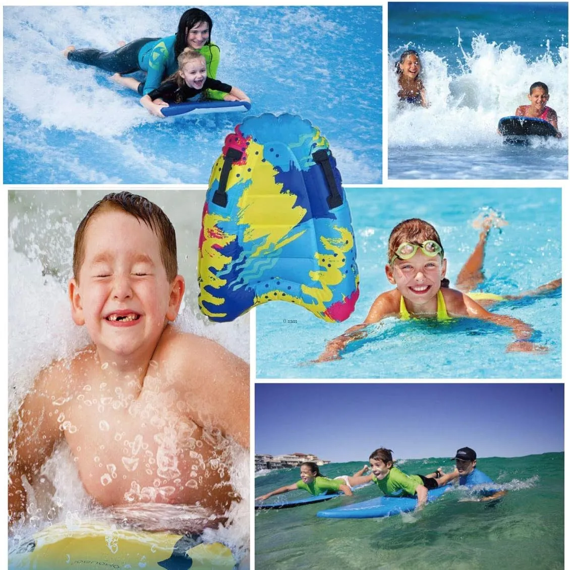 Inflatable Boogy Boards for Beach Travel Toys, 30” Cavas Slip Slide Water Park Body Surfing Board with Handles, Summer Fun Water Pool Game Toys for Kids 4,8,12 Ages Dark-Geometry