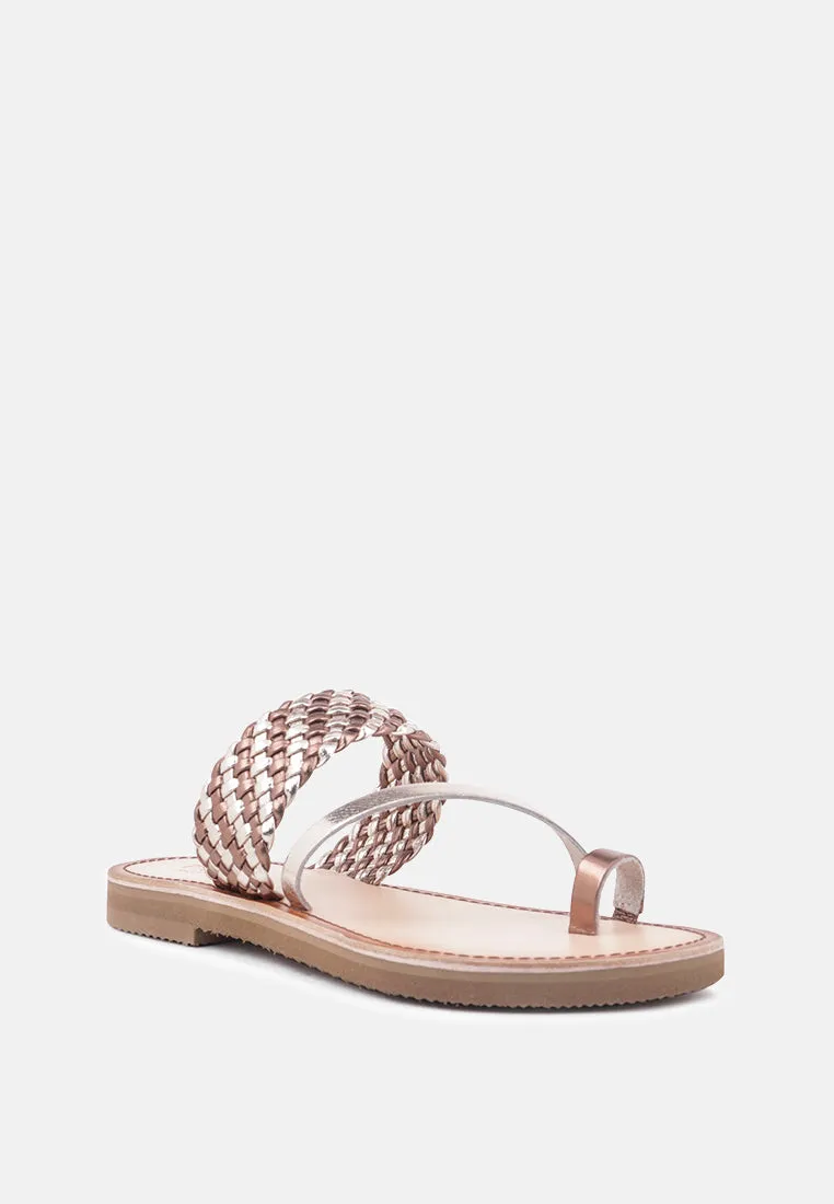 isidora braided leather flat sandal by London Rag