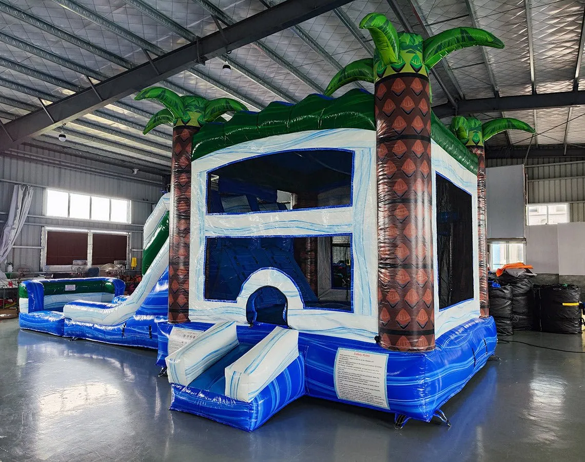 Island Thunder Dual Lane Bounce House with Slide (Wet/Dry)