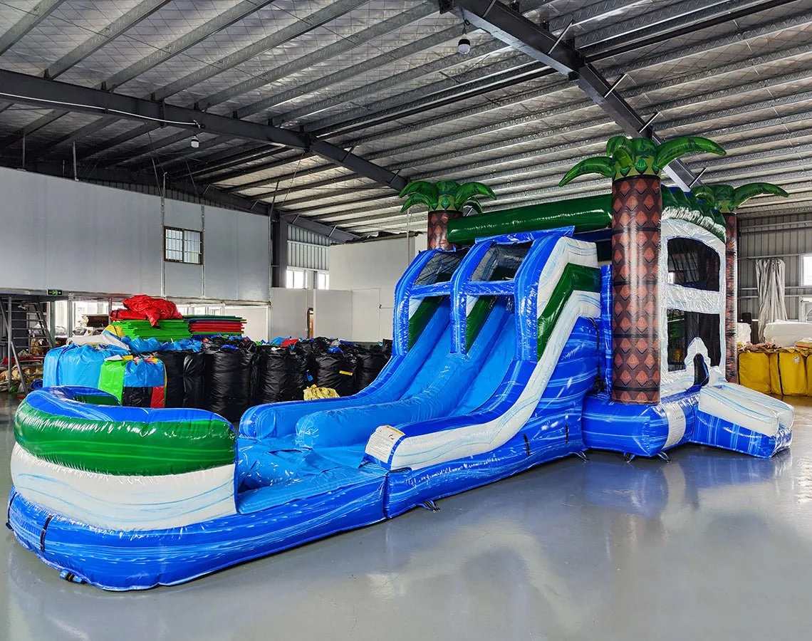 Island Thunder Dual Lane Bounce House with Slide (Wet/Dry)