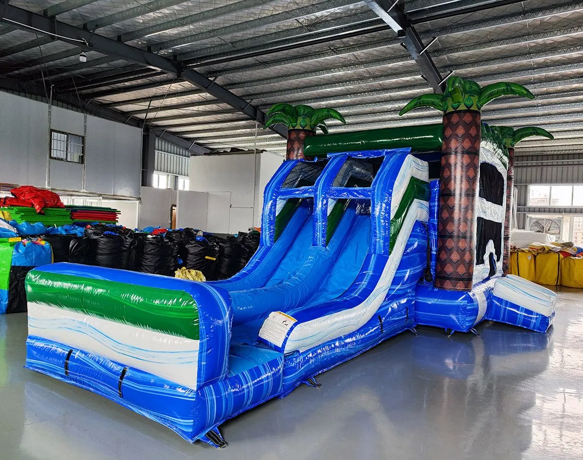 Island Thunder Dual Lane Bounce House with Slide (Wet/Dry)