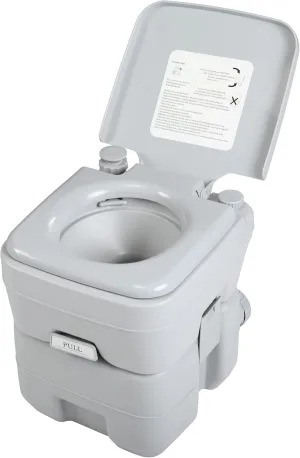 JAXPETY 5.3 Gallon Camping Toilet Portable Travel Toilet w/Sealing Slide Valve, Anti-Leak Water Pump, Carry Handle, Large Capacity Waste Tank for Car, Boat, Truck (20L Gray)