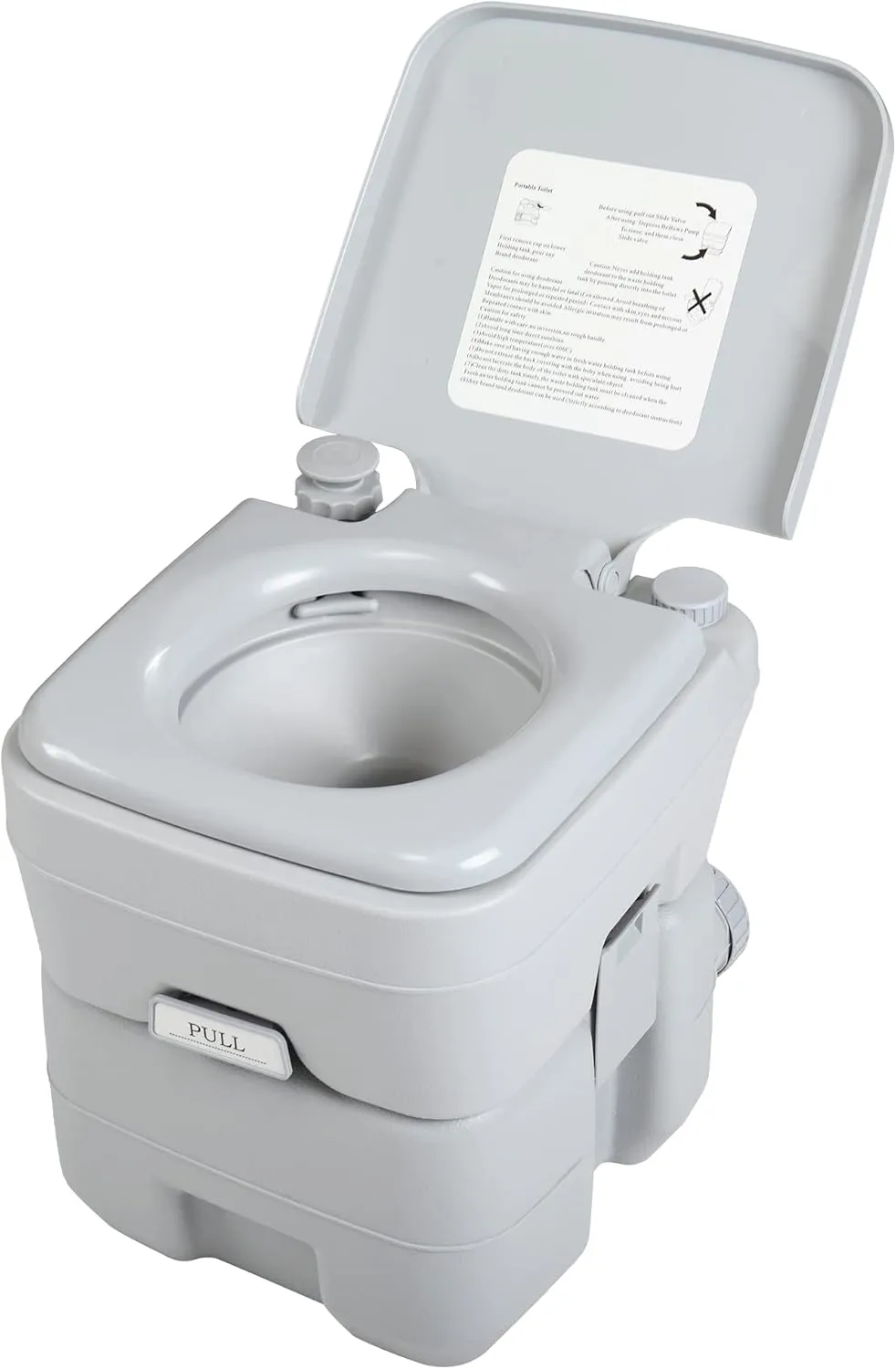 JAXPETY 5.3 Gallon Camping Toilet Portable Travel Toilet w/Sealing Slide Valve, Anti-Leak Water Pump, Carry Handle, Large Capacity Waste Tank for Car, Boat, Truck (20L Gray)