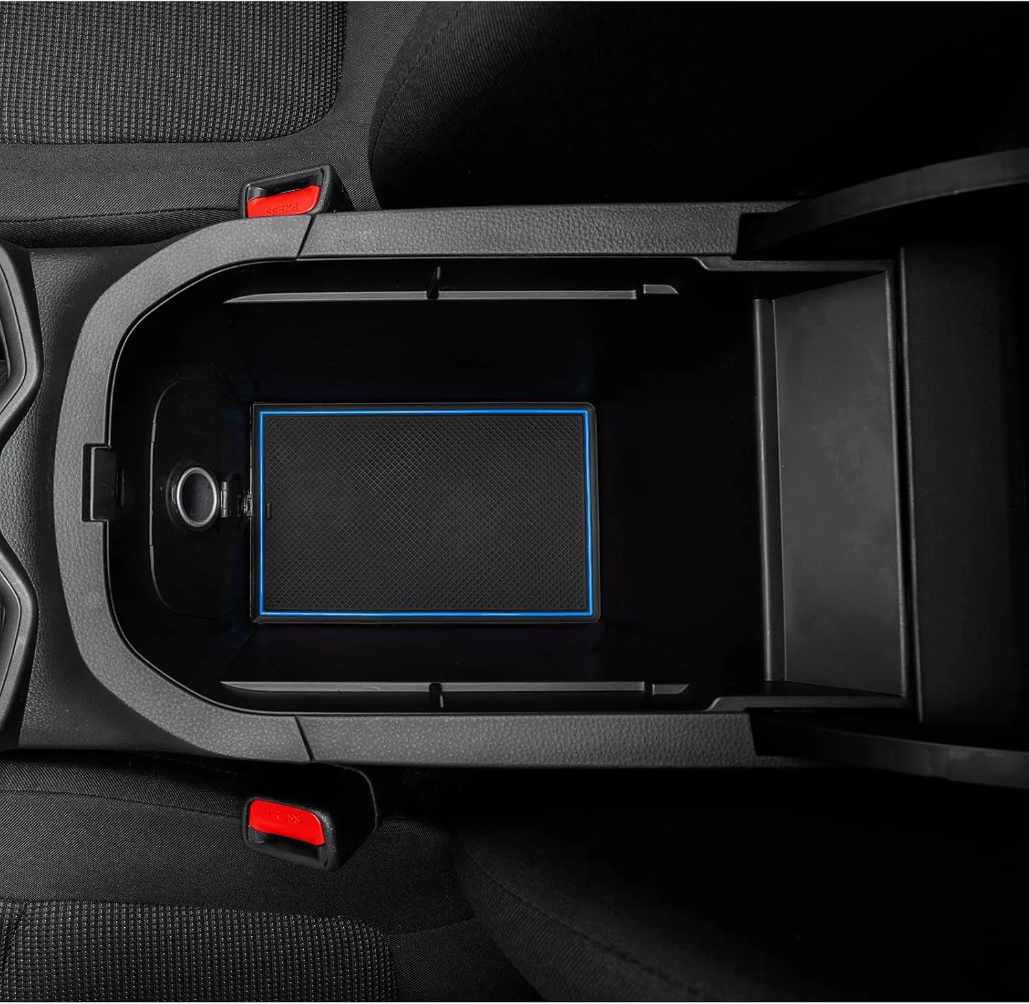 JDMCAR Liner Accessories Compatible with Toyota RAV4 2019-2024 2025 and 2021-2025 RAV4 Prime, Custom Fit Cup Holder, Center Console, and Door Pockets Inserts Kit (Blue Trim) - 15 PC Set
