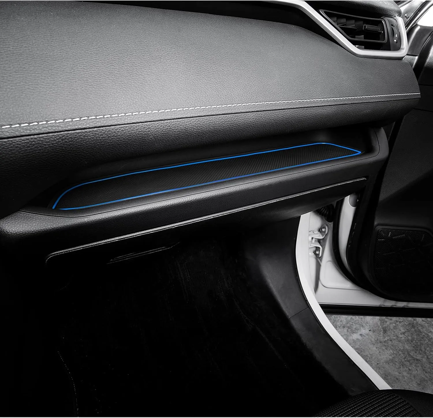JDMCAR Liner Accessories Compatible with Toyota RAV4 2019-2024 2025 and 2021-2025 RAV4 Prime, Custom Fit Cup Holder, Center Console, and Door Pockets Inserts Kit (Blue Trim) - 15 PC Set