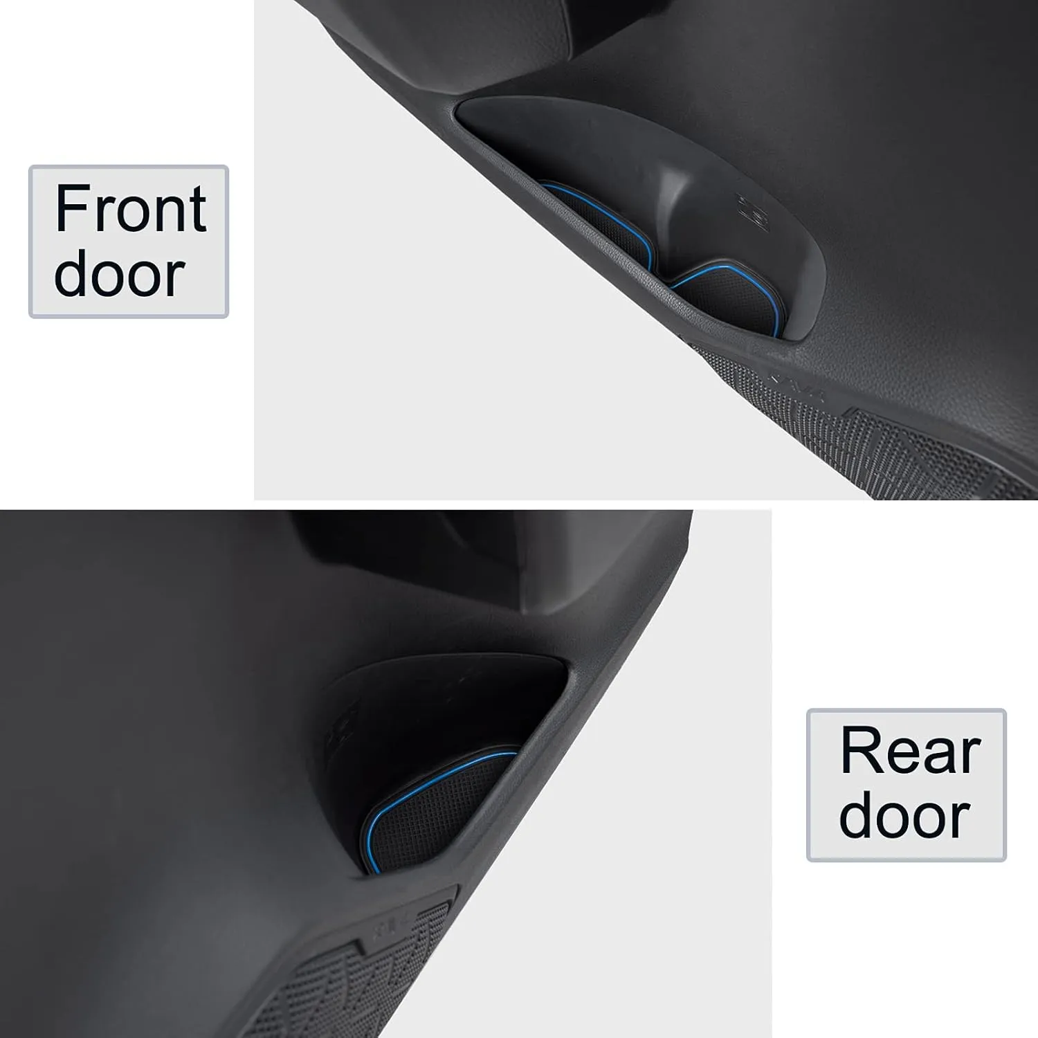 JDMCAR Liner Accessories Compatible with Toyota RAV4 2019-2024 2025 and 2021-2025 RAV4 Prime, Custom Fit Cup Holder, Center Console, and Door Pockets Inserts Kit (Blue Trim) - 15 PC Set