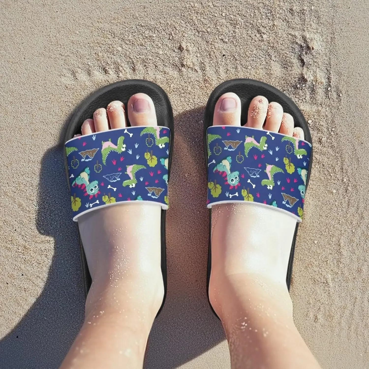 Jeiento Kids Slides for Boy Girl Soft Comfort Children Home Shoes Non-Slip Novelty Open Toe Sandal Youth Shower Shoes