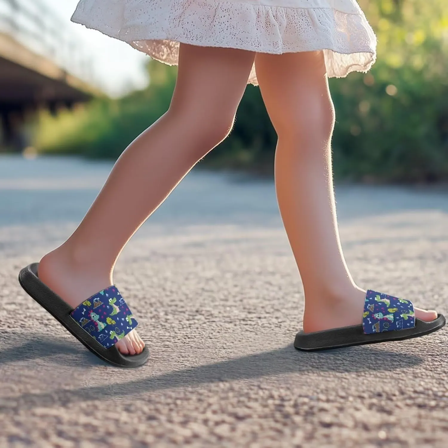 Jeiento Kids Slides for Boy Girl Soft Comfort Children Home Shoes Non-Slip Novelty Open Toe Sandal Youth Shower Shoes