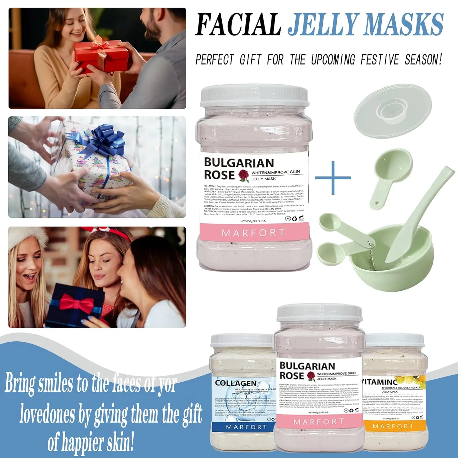 Jelly Mask for Facials Peel-Off Powder Hydrojelly Mask Peel Off Face Masks SkinCare Combination with Professional Skincare Spa Moisturizing & Hydrating 23 Fl Oz (Rose)
