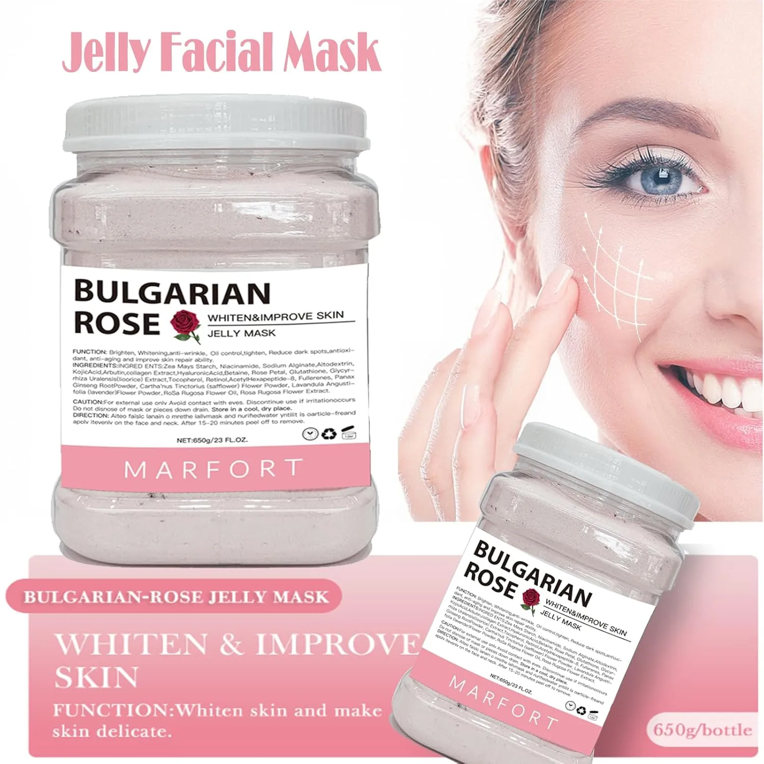 Jelly Mask for Facials Peel-Off Powder Hydrojelly Mask Peel Off Face Masks SkinCare Combination with Professional Skincare Spa Moisturizing & Hydrating 23 Fl Oz (Rose)