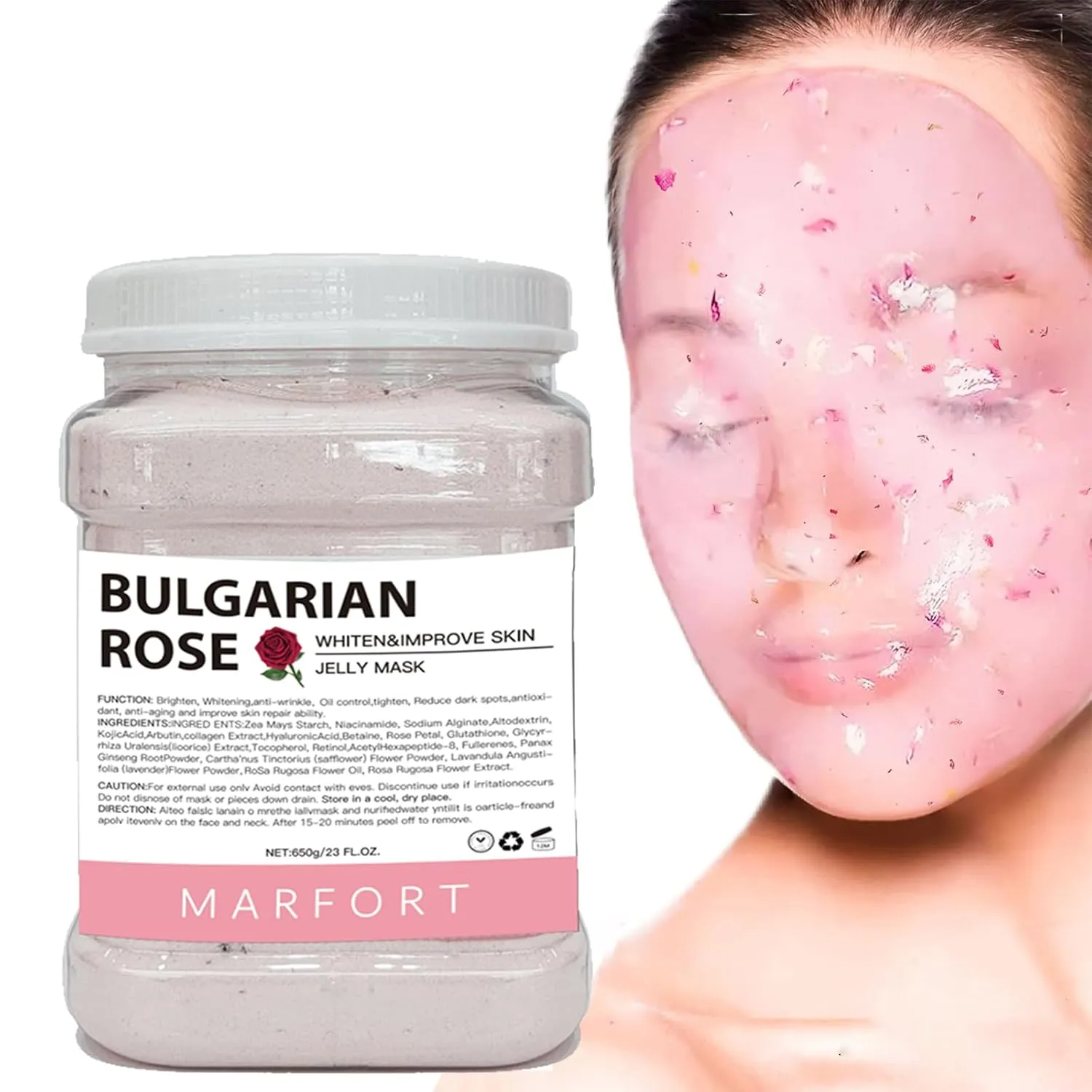 Jelly Mask for Facials Peel-Off Powder Hydrojelly Mask Peel Off Face Masks SkinCare Combination with Professional Skincare Spa Moisturizing & Hydrating 23 Fl Oz (Rose)