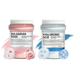 Jelly Mask Hydrating Deep Cleaning Detoxing Healing and Relaxing Premium Modeling Rubber For Facials Professional Set - 2 Treatments (Hyaluronic Acid,Rose)