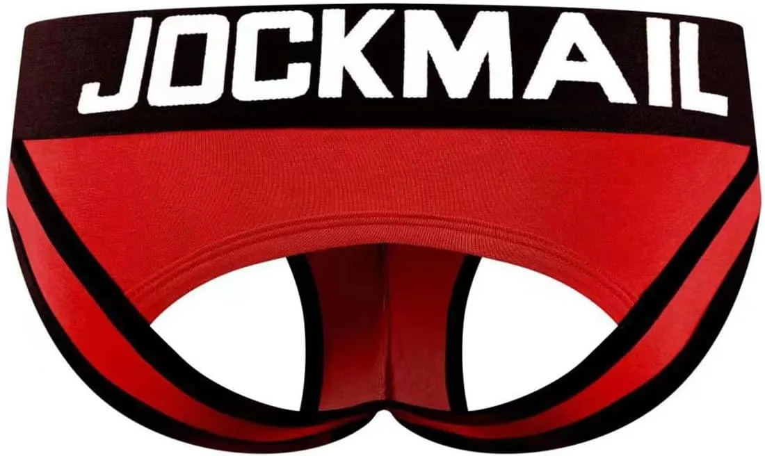 JOCKMAIL Men's Jockstrap Cotton Comfortable Butt-Flaunting Men's Thong Jock Strap Bottomless Mens Backless Underwear