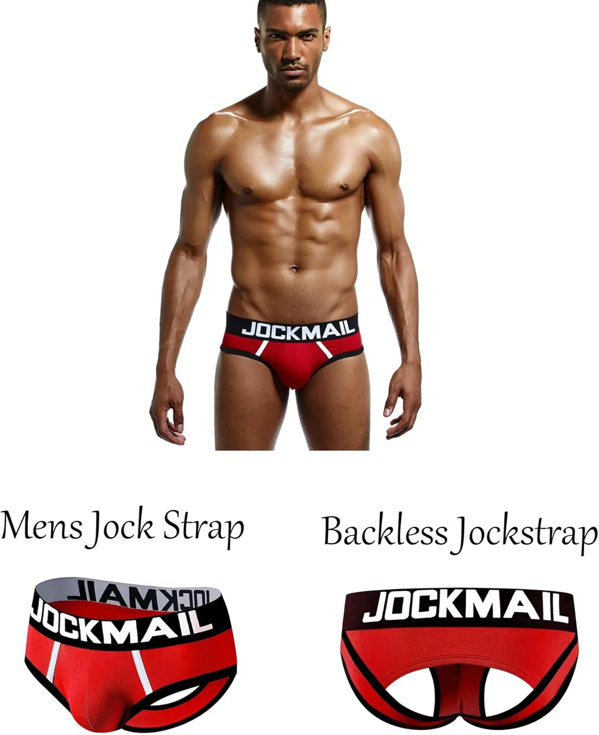 JOCKMAIL Men's Jockstrap Cotton Comfortable Butt-Flaunting Men's Thong Jock Strap Bottomless Mens Backless Underwear