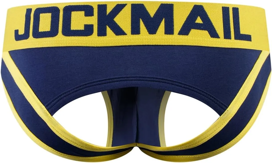 JOCKMAIL Men's Jockstrap Cotton Comfortable Butt-Flaunting Men's Thong Jock Strap Bottomless Mens Backless Underwear