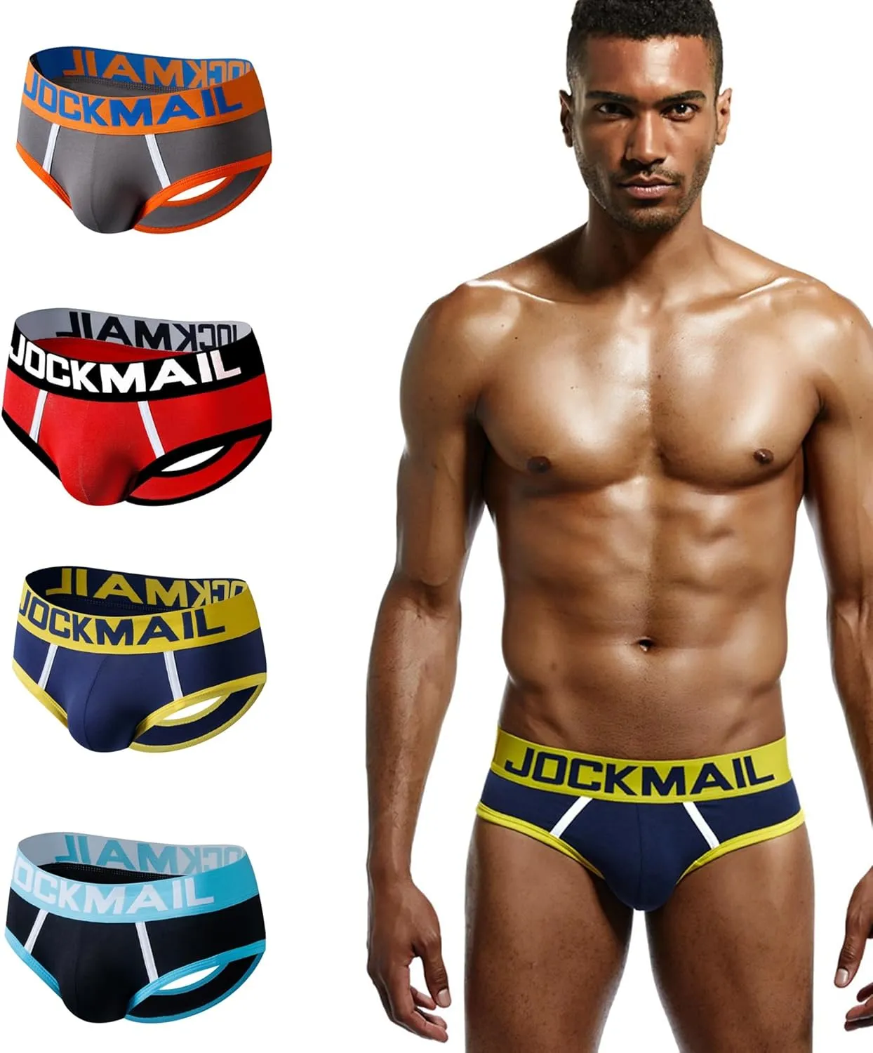 JOCKMAIL Men's Jockstrap Cotton Comfortable Butt-Flaunting Men's Thong Jock Strap Bottomless Mens Backless Underwear